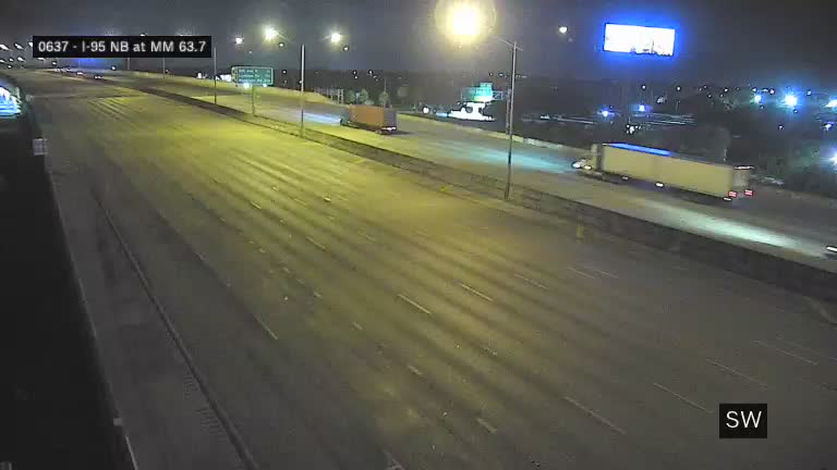 Traffic camera looking at I-95 at I-95 NB at MM 63.7, northbound