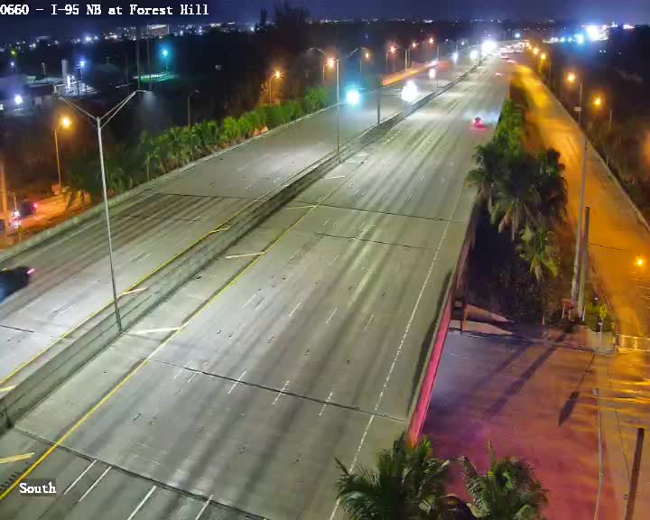 Traffic camera looking at I-95 at I-95 at Forest Hill, southbound